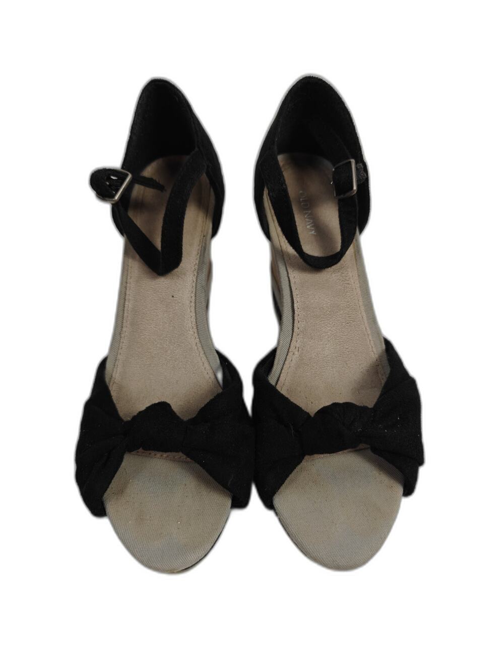 Womens Old Navy Wedge Sandals Black Tan Size 7